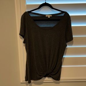 Nine Britton Levie Knot Front Knit Tee XL Grey